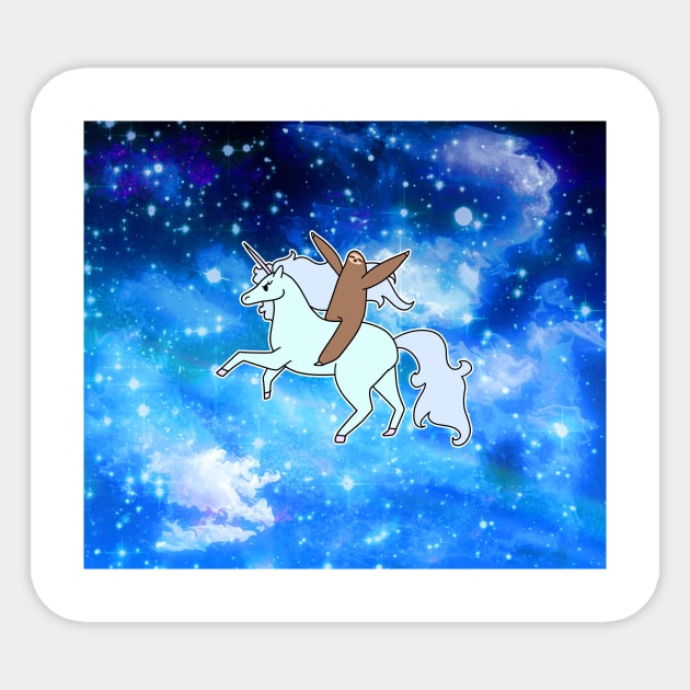 Sloth Riding a Unicorn Night Sky Sticker by saradaboru